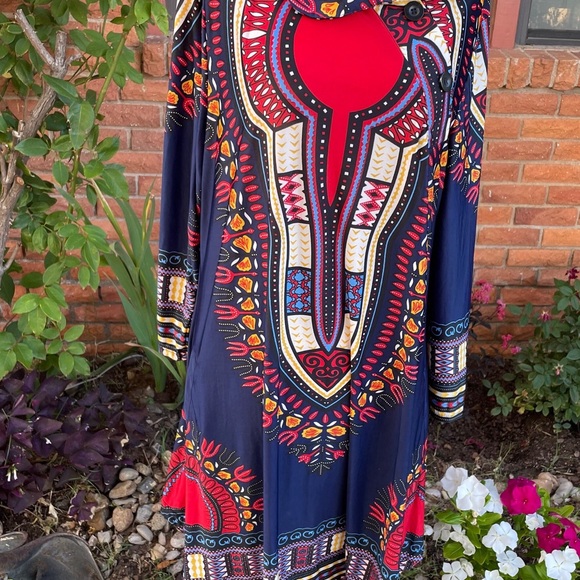 R & B Collections • Boho • Red/Blue • Geometric Design • Dress • Size X-Large - Picture 5 of 12